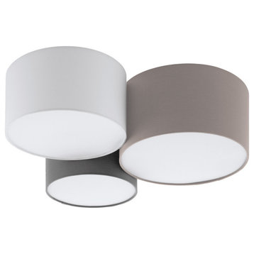 Pastore 1 3-Light Flush Mount, Taupe And White And Grey