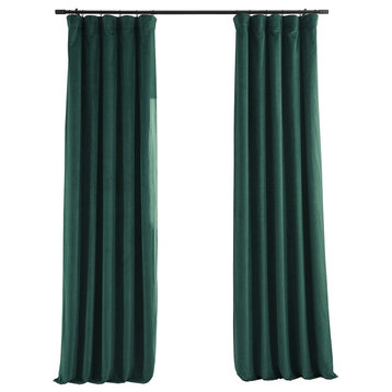 Signature Blackout Velvet Curtain Single Panel, Blackforest Green, 50"x96"
