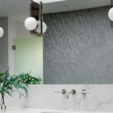 Modern Master Bath & Walk In Closet Wardrobe Design Combo By Darash