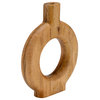 Wood, 14"H Donut Shaped Vase, Brown