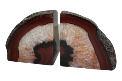 Brown-Tone Agate Bookends