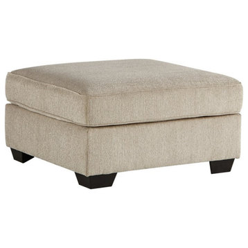 Bowery Hill Fabric Oversized Accent Ottoman in Putty Beige