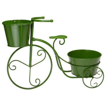 21.5"L Metal Bicycle Plant Stand, Green