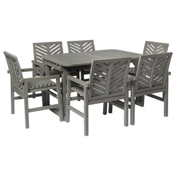 7-Piece Extendable Outdoor Patio Dining Set, Gray Wash