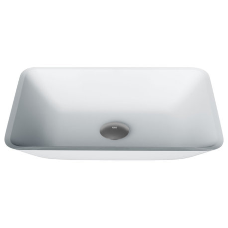 VIGO Sottile 18"L x 13"W x 4"H Glass Rectangular Vessel Bathroom Sink, White