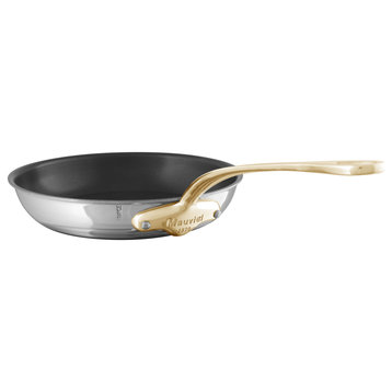 Mauviel M'Cook B Stainless Steel Nonstick Frying Pan W/ Brass Handle, 11.8-in