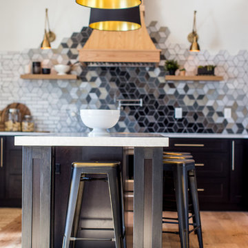 Custom Diamond Tiles merge with Handcrafted Subway Tile
