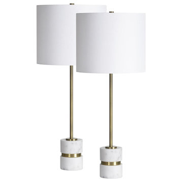 Talulla 2 Light Table Lamp, Antique Brushed Brass and White