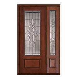 Prehung Sidelite Door 96 Fiberglass Courtlandt 3/4 Lite Glass - Front Doors