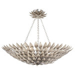 Crystorama - Broche 6 Light Antique Silver Ceiling Mount - Layers of individual wrought iron leaves deliver a stunning, unique and functional light