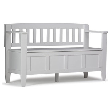 Unique Storage Bench, Safety Hinged Top and 2 Inner Compartments, White