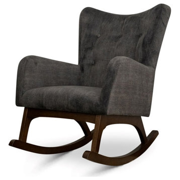 Logan Modern Indoor Livingroom Fabric Rocking Accent Chair in Gray