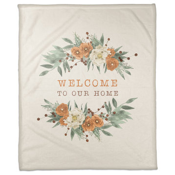 Welcome Fall Floral 50x60 Fleece Throw Blanket