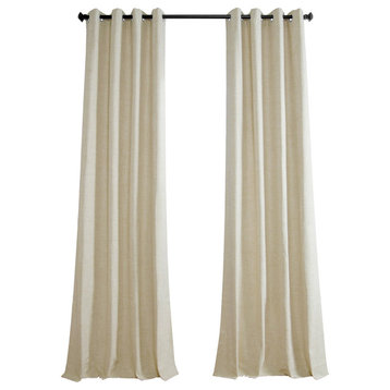 Cross Linen Weave Max Blackout Grommet Single Curtain Panel, Natural Light Beige