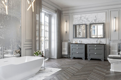 Inspiration for a transitional bathroom remodel in Other