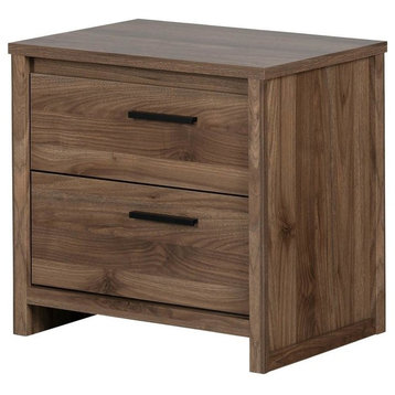 South Shore Tao 2 Drawer Nightstand in Natural Walnut