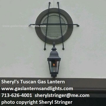 Sheryl's Tuscan Gas Lanterns, Dark Patina Finish
