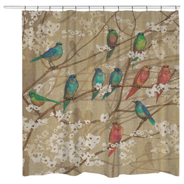 Birds and Blossoms Shower Curtain