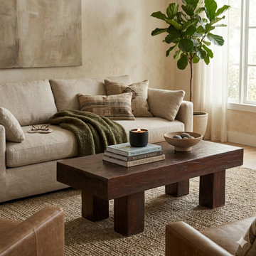 Brown Rectangular Heavy Bold Thick Wood Rough Grain Coffee Table Bench cs7282