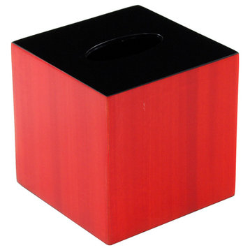 Red Tulipwood Lacquer Bathroom Accessories, Tissue Box