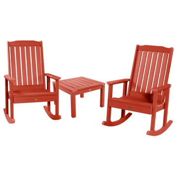 Lehigh Rocking Chair Set With Side Table, Rustic Red