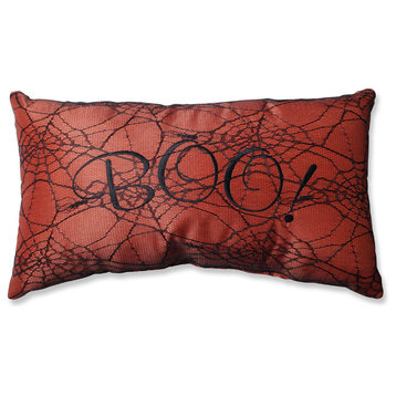 'Boo' Orange Rectangular Throw Pillow