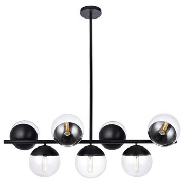 Eclipse 7 Light Pendant, Black And Clear