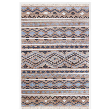 Coastal Cohesion Handwoven Jute and Chotton Dhurrie Area Rug, 4' X 6'