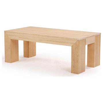 Modern Coffee Table, Pine Frame With Straight Legs & Rectangle Top, Blonde/40"