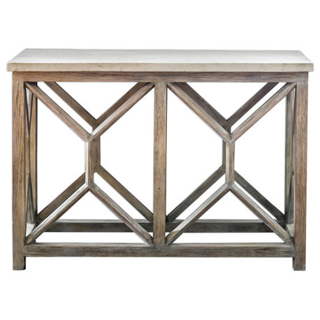 Uttermost Catali Ivory Stone Console Table