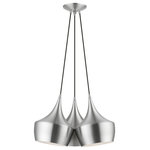 Livex Lighting - Livex Lighting 3 Light Brushed Aluminum Cluster Pendant - The distinctive shape of the Waldorf 3-light teardrop cluster pendant in a brushed aluminum finish makes it a wonderful accent for any setting. A gleaming shiny white finish on the interior of the metal shades brings a refined touch of style.