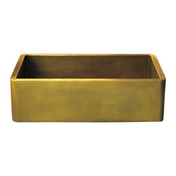 Texas Lightsmith - Farmhouse Sink With Smooth Apron, Medium Brass - Kitchen Sinks