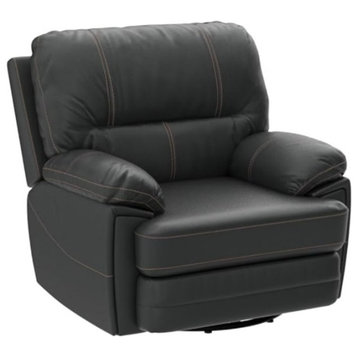 Modern Recliner, Extra Padded Faux Leather Seat With USB Charger, Black