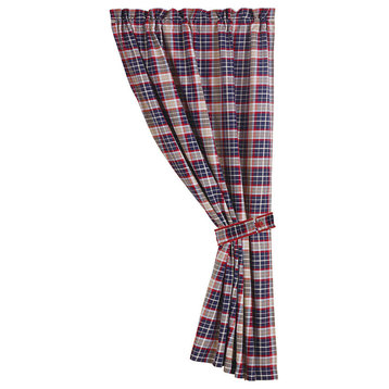 Blue Plaid Curtain With Tieback