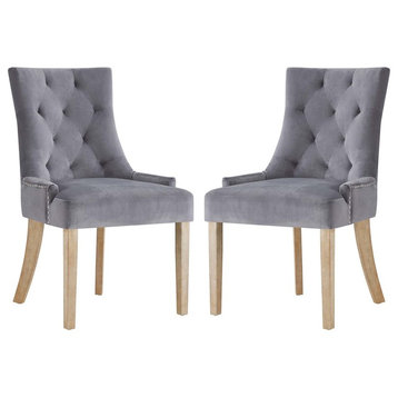Pose Dining Chair Velvet Set of 2, Gray