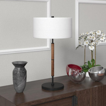 Simone 25 Tall 2-Light Table Lamp with Fabric Shade in Blackened...
