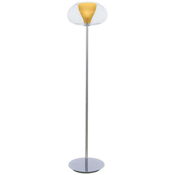 Soft 1 Light Torchiere in Chrome with Amber Glass glass
