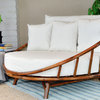 Bamboo Large Round Accent Sofa Chair With Cushion, Espresso With All White Covers