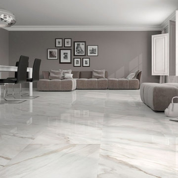 Calacatta White Gloss Floor Tiles - Beige Design - Direct Tile Warehouse
