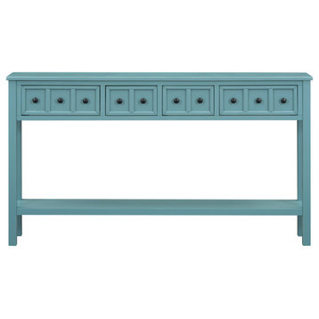 Gewnee Rustic Entryway Console Table, Turquoise Green