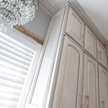 Gray painted kitchen cabinets