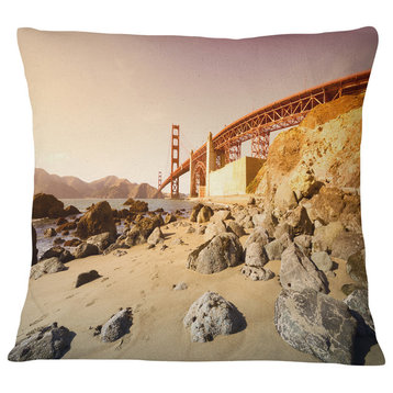Golden Gate in Bright Day Landscape Printed Throw Pillow, 18"x18"