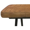 Benzara BM242105 Bench With Tufted Leatherette Seat and Metal Legs, Brown