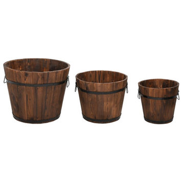 vidaXL Flower Pot 3 Piece Outdoor Planter Pot Box Container Solid Wood Fir