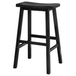 Winsome Wood - Winsome Wood Transitional Black Composite Wood Bar Stool 20089 - Contemporary Saddle Seat 29" wood counter height stools in black finish. Solid wood construction of natural hardwood. Ships ready to assemble with all hardware and tools included. This new style seat is comfortable and sleek.Features