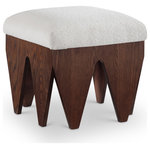 Meridian Furniture - Altair Upholstered Bench, Cream, 18.5" W, Velour Fur Fabric, Brown Finish - Bold and architectural, the Altair cream velour fur fabric upholstered bench combines avant-garde design with plush luxury. The seat is covered in soft velour fur fabric, offering an indulgent texture that invites you to sit and relax. Its distinctive rich brown walnut oak veneer wooden base, featuring sharp, angular legs, brings a sculptural, modern touch to any room.