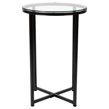 Greenwich Collection End Table - Modern Clear Glass Accent Table with...
