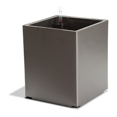 Modern Outdoor Pots And Planters Top Reviewed Algreen Products 12201 Self Watering Modena Cube Planter Matte Silver Outdoor Pots