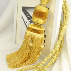 7 Colors QYM31 Polyester Curtain Tassel Tie Backs in Yellow Color - Window Treatment Accessories