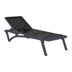 Pacific Sling Chaise Lounge, Dark Gray, Set of 2